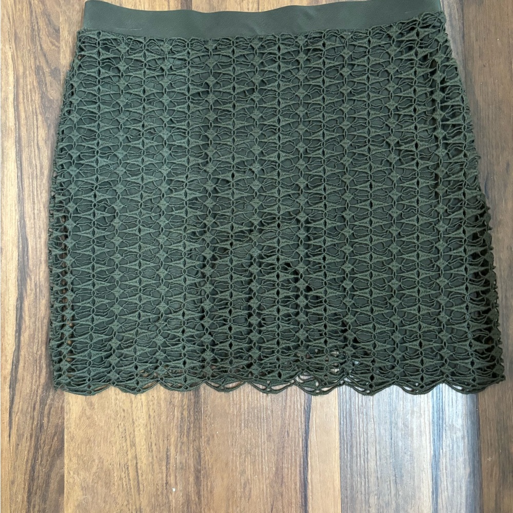 J. Crew Olive Lace Mini Skirt